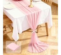 Segus Runner Tavola Moderno in Chiffon, 1 Pezzo 70x300cm Runner per il Tavolo, Riutilizzabile e Lavabile, per Baby Shower, Addobbi Matrimonio, Compleanno, Festa (Rosa)
