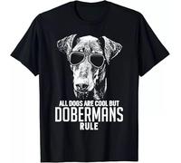 SEGY8876S all Dogs Are Cool But Dobermans Rule Funny T-Shirt Black L