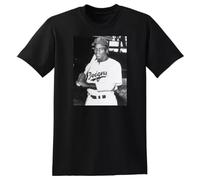 SEGY8876S Jackie Robinson T Shirt Dodgers Photo Poster Black M