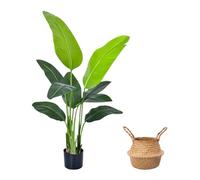 SEHAUSEU Uccello artificiale del paradiso 120 cm, palma tropicale artificiale con 9 foglie, piante artificiali in vaso per interni ed esterni, soggiorno, ufficio, giardino, decorazione moderna