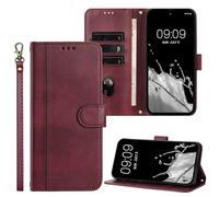 SEHEYA Cover per Oppo A9 2020 / Oppo A5 2020 Pieghevoli Libretto Custodia Retrò Portafoglio a Libro Flip Case 3 Tasche Interne Fibbia Magnetica Protezione Caso, Rosso