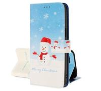 SEHEYA Cover per Samsung Galaxy A42 5G Custodia Portafoglio a Libro con Natalizio Pieghevoli Libretto Flip Case 3 Tasche Interne Fibbia Magnetica Protezione Caso, Pupazzo di Neve