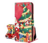 SEHEYA Cover per Samsung Galaxy A42 5G Custodia Portafoglio a Libro con Natalizio Pieghevoli Libretto Flip Case 3 Tasche Interne Fibbia Magnetica Protezione Caso, Albero di Natale