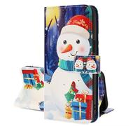 SEHEYA Cover per Samsung Galaxy A42 5G Custodia Portafoglio a Libro con Natalizio Pieghevoli Libretto Flip Case 3 Tasche Interne Fibbia Magnetica Protezione Caso, Regalo Pupazzo di Neve