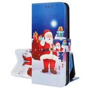 SEHEYA Cover per Samsung Galaxy A42 5G Custodia Portafoglio a Libro con Natalizio Pieghevoli Libretto Flip Case 3 Tasche Interne Fibbia Magnetica Protezione Caso, Santa Claus