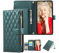 SEHEYA Custodia a Libro per Google Pixel 10 Pro XL Cover, Verde Scuro | Borsetta Portafoglio Grande Capacità in Pelle PU Tasca con Cerniera Slot per Carte Fascia da Polso Supporto Fibbia Magnetica