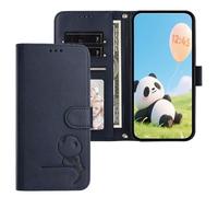 SEHEYA per Nokia C12 Custodia a Libretto in Pelle PU Portafoglio Pieghevoli Goffrata Motivo a Panda Flip Case con Cavalletto Porta Carte Caso, Blu Marino
