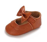 Sehfupoye Scarpe da ginnastica morbide da principessa antiscivolo per bambini Mary Jane Primavera scarpe 0-18 mesi fiocco fisso vita quotidiana foto, Marrone 34, 12-18 mesi
