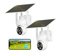 SEHMUA 4G LTE Telecamera Esterno con SIM e pannello solare, 2K Telecamere Batterie Senza Fili, 360° PTZ Videocamera Sorveglianza, Visione Notturna, PIR Rilevamento, Audio Bidirezionale, IP66, 2 Pezzi