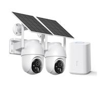 SEHMUA -Telecamere di sicurezza solare da 4 MP wireless per esterni, nessun abbonamento richiesto, vista panoramica completa a 360°, visione notturna a colori, compatibile 5G e 2.4G, archiviazione