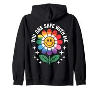 Sei al Sicuro con Me LGBTQ Gay Pride Ally Rainbow Smile Face Felpa con Cappuccio