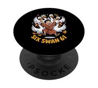 Sei cigni divertenti 61 Meme Gen Alpha Slang Six One Hands PopSockets PopGrip Adesivo