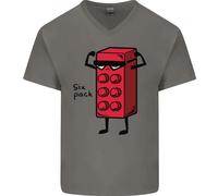 Sei Confezione Divertente Gym Training Top Grasso Obese Uomo V - Cotone Collo T