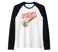 Sei decenni di Fiamme di Chitarra a brandelli Maglia con Maniche Raglan