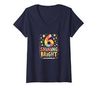 Sei e Brillante Regalo di Compleanno per 6 Anni Maglietta con Collo a V, Donna, Navy, L