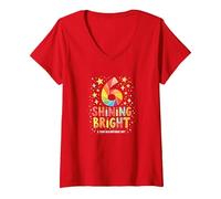 Sei e Brillante Regalo di Compleanno per 6 Anni Maglietta con Collo a V, Donna, Rosso, XL