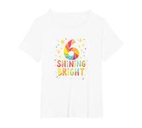 Sei e Brillante Regalo di Compleanno per 6 Anni Maglietta, Donna Plus-Size, Bianco, 1X