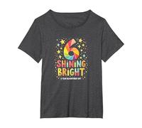 Sei e Brillante Regalo di Compleanno per 6 Anni Maglietta, Donna Plus-Size, Grigio Scuro, 1X