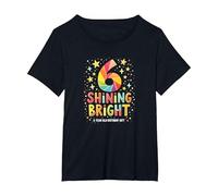 Sei e Brillante Regalo di Compleanno per 6 Anni Maglietta, Donna Plus-Size, Nero, 1X
