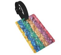 Sei etichette colorate per bagagli con frammenti floreali, materiale PVC, facili da identificare, con cinturino da polso rimovibile, perfette per valigie e borse.