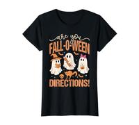Sei Fall-O-Ween Indicazioni Cute Ghosts Maglietta con Stampa Grafica Economica, Donna, Nero, S