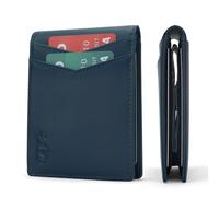 SEI G Portafoglio Uomo | Fermasoldi Uomo Slim | Porta Carte di Credito RFID Protection Anticlonazione | Portafoglio blu in pelle Piccolo