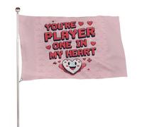 "SEI IL GIOCATORE UNO NEL MIO CUORE" 2x3 piedi, resistente striscione decorativo per esterni, bandiere di benvenuto per patio, bandiere primaverili per cortile