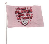"SEI IL GIOCATORE UNO NEL MIO CUORE" 4x6 piedi, striscioni decorativi resistenti per esterni, bandiere di benvenuto per patio, bandiere primaverili per cortile