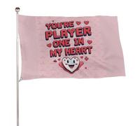 "SEI IL GIOCATORE UNO NEL MIO CUORE" 5x8 piedi, striscioni decorativi resistenti per esterni, bandiere di benvenuto per patio, bandiere primaverili per cortile