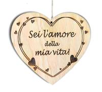 Sei L'Amore della mia Vita Cartello da Appendere a Forma di Cuore in Legno, Targa in Legno da Appendere, Segno Decorativo Regalo per amica 10cm x10cm