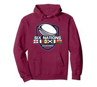Sei Nazioni Rugby Torneo Felpa con Cappuccio, Unisex per Adulti, Bordeaux, L