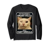 Sei o Un Ragazzo Intelligente o Un Gatto Divertente Meme Smella Fart Maglia a Manica