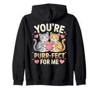 Sei Perfetto per Me Cute Cats Love Heart Giorni di San Valentino Felpa con Cappuccio