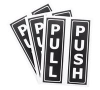 Sei Pezzi Paia Adesivi per Caschi Rotondi in PVC Pull Push, Nero | Segnaletica Visibile da Lontano, Design Lettera Incisa, Rimovibile, per Maniglie Porte in Negozi e Fabbriche