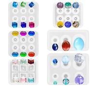 Sei pezzi stampo perline in resina, stampi in silicone per palline di uova JiaLe e forme quadrate stampi per colata di ciondoli per gemme, perline, cristalli e creazione di gioielli fai da te