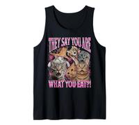 Sei quello che mangi Divertente Gatto Lesbica Meme Bootleg Graphic Canotta