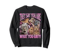 Sei quello che mangi Divertente Gatto Lesbica Meme Bootleg Graphic Felpa