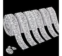 Sei Rotoli di Nastro Autoadesivo con Strass, con di Strass in Resina Argentata, Adesivi a Rotolo con Strass di di Diamante e Strass a Nastro Scintillanti e Brillanti, per il