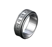 Sei Sacre sillabe Anello da uomo rotante, buddista tibetano, mantra, gioielli filatura in acciaio al titanio, accessorio per meditazione, 7