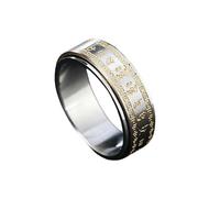 Sei Sacre sillabe Anello da uomo rotante, buddista tibetano, mantra, gioielli filatura in acciaio al titanio, accessorio per meditazione, 7