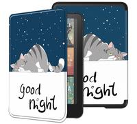 SEIAIYG Custodia per Kindle Paperwhite 12a Generazione 2024, Pelle PU Regolabile a Più Angoli Tablet Cover, Supporto Auto Svegliati/Sonno - Gatto Blu
