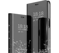 SEIAIYG Custodia per Xiaomi Poco C65/Redmi 13C Cover, Smart Clear View Mirror Flip Folio Case Antiurto Standing Cover per Xiaomi Poco C65/Redmi 13C (Nero)