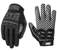 Seibertron Americano Lineman 2.0 Padded Palm Football Receiver Gloves/Gutani Dito Pieno, Flexible TPR Impact Protection Back of Hand Guanti Gioventù e Bambini Black M