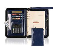 SEIBES Portfolio, organizer per cartelle, per donne e uomini, formato A5, cartella per conferenze, 6 anelli, con cerniera, portatile, in pelle ecologica in poliuretano, organizer per business