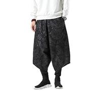 Seidarise Harem Pantaloni Hip hop Pantaloni Larghi Gamba Larga Casual Harem Lino Giapponese Yoga - - M