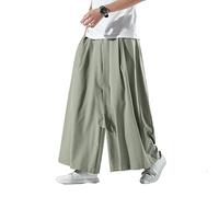 Seidarise Pantaloni da uomo a gamba larga casual harem lino giapponese yoga harem pantaloni hip hop joggers larghi, 79 verde, M
