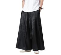 Seidarise Men's Wide Leg Casual Harem Linen Japanese Yoga Harem Pants Hip Hop Joggers Baggy Y-Black