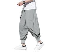 Seidarise Pantaloni Harem da uomo Hip hop Joggers Baggy Gamba Larga Pantaloni Casual Harem Lino Giapponese Yoga, Z-grigio, M
