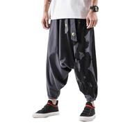 Seidarise Pantaloni Harem da uomo Hip hop Joggers Baggy Gamba Larga Pantaloni Casual Harem Lino Giapponese Yoga, A1-grigio., L