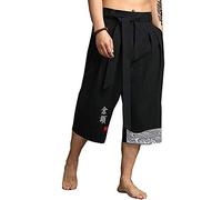 Seidarise Pantaloni Harem estivi Capri in lino da uomo, nero, XX-Large